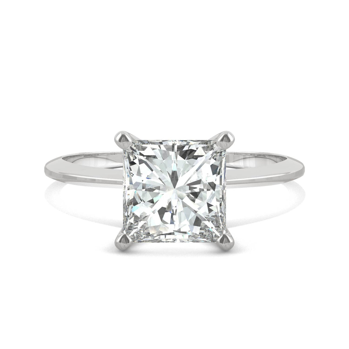 1.92 CTW DEW Princess Moissanite Solitaire Engagement Ring in 14K White Gold