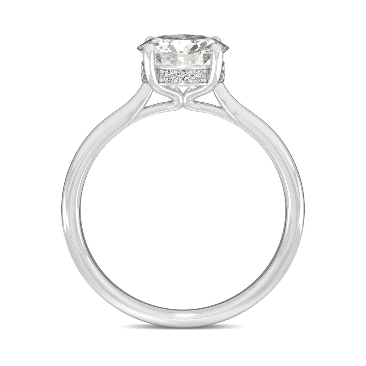 1.58 CTW DEW Round Moissanite Hidden Halo Engagement Ring in 14K White Gold