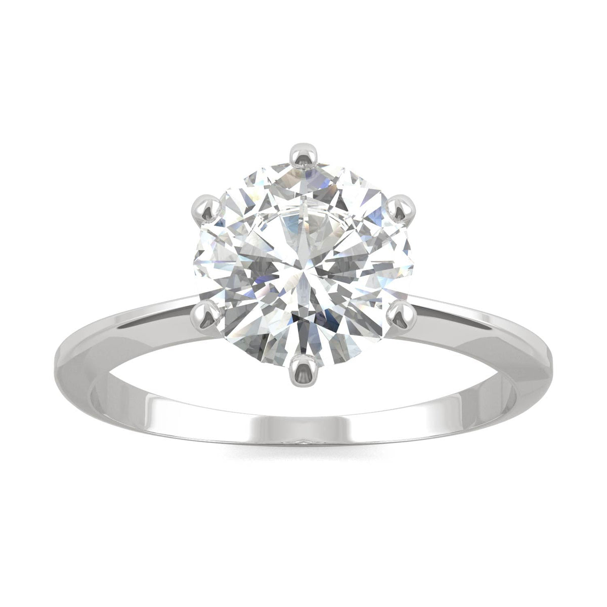 1.90 CTW DEW Round Moissanite Six-Prong Solitaire Engagement Ring in 14K White Gold