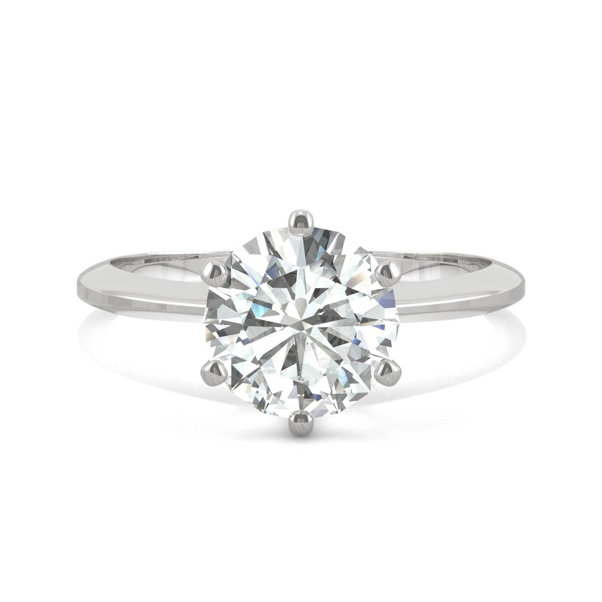 1.90 CTW DEW Round Moissanite Six-Prong Solitaire Engagement Ring in 14K White Gold