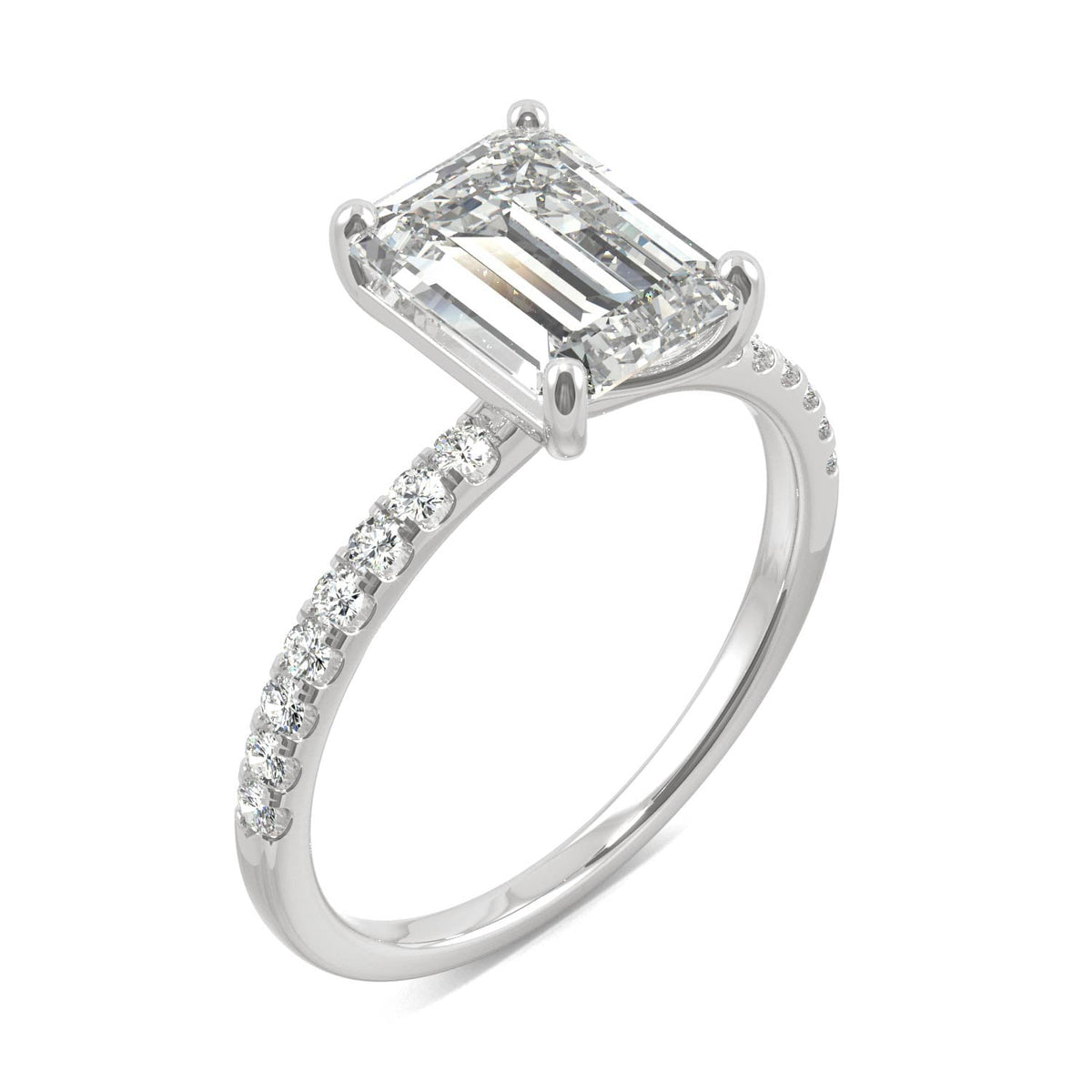 2.76 CTW DEW Emerald Moissanite Ring in 14K White Gold