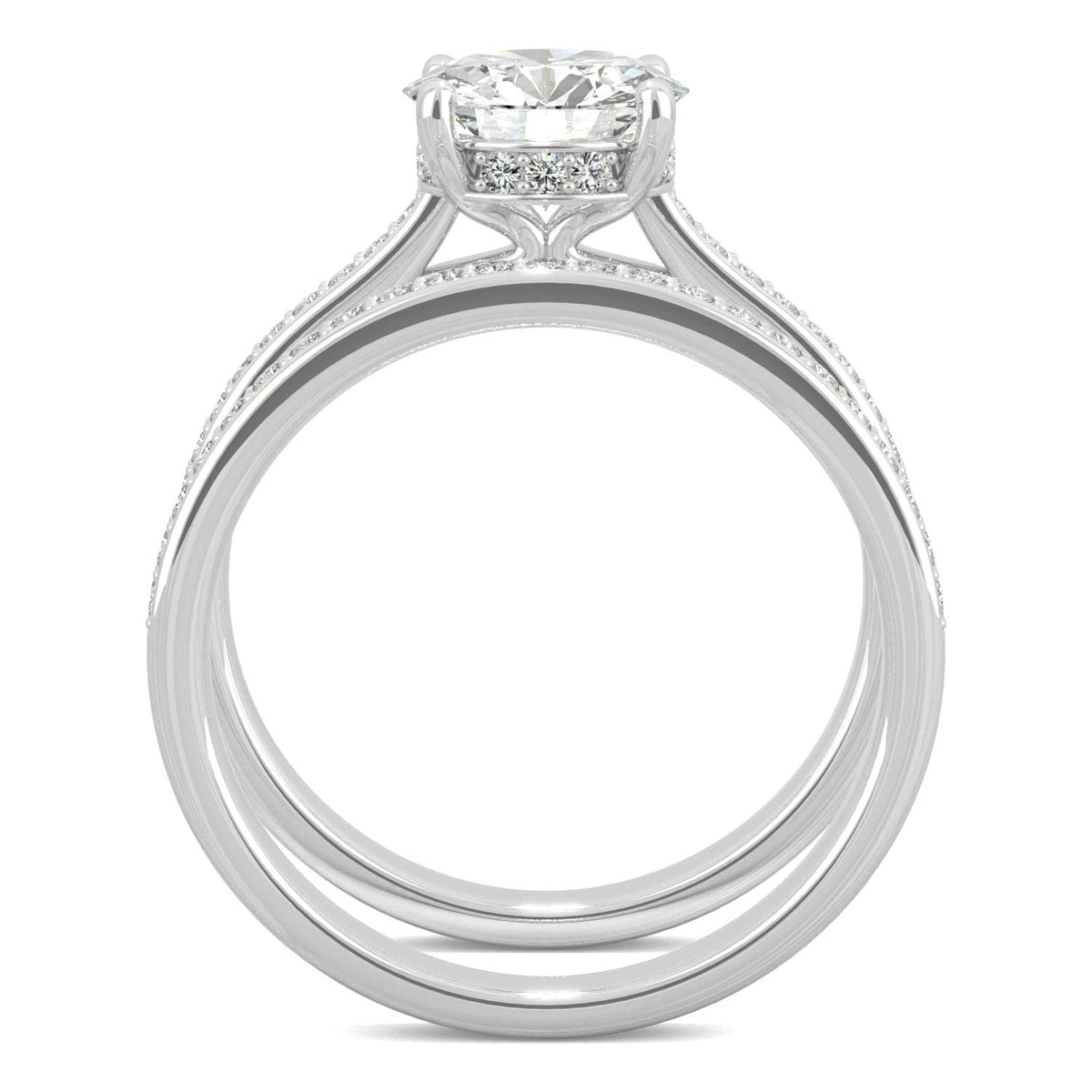 1.92 CTW DEW Round Moissanite Bridal Set in 14K White Gold