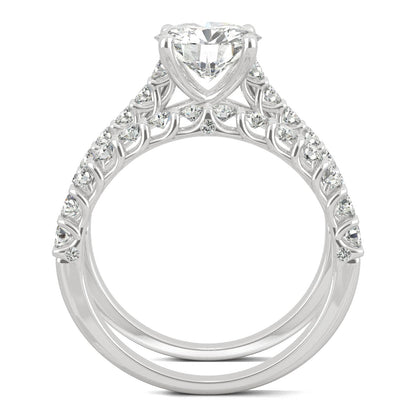 2.37 CTW DEW Round Moissanite Cathedral Bridal Set in 14K White Gold
