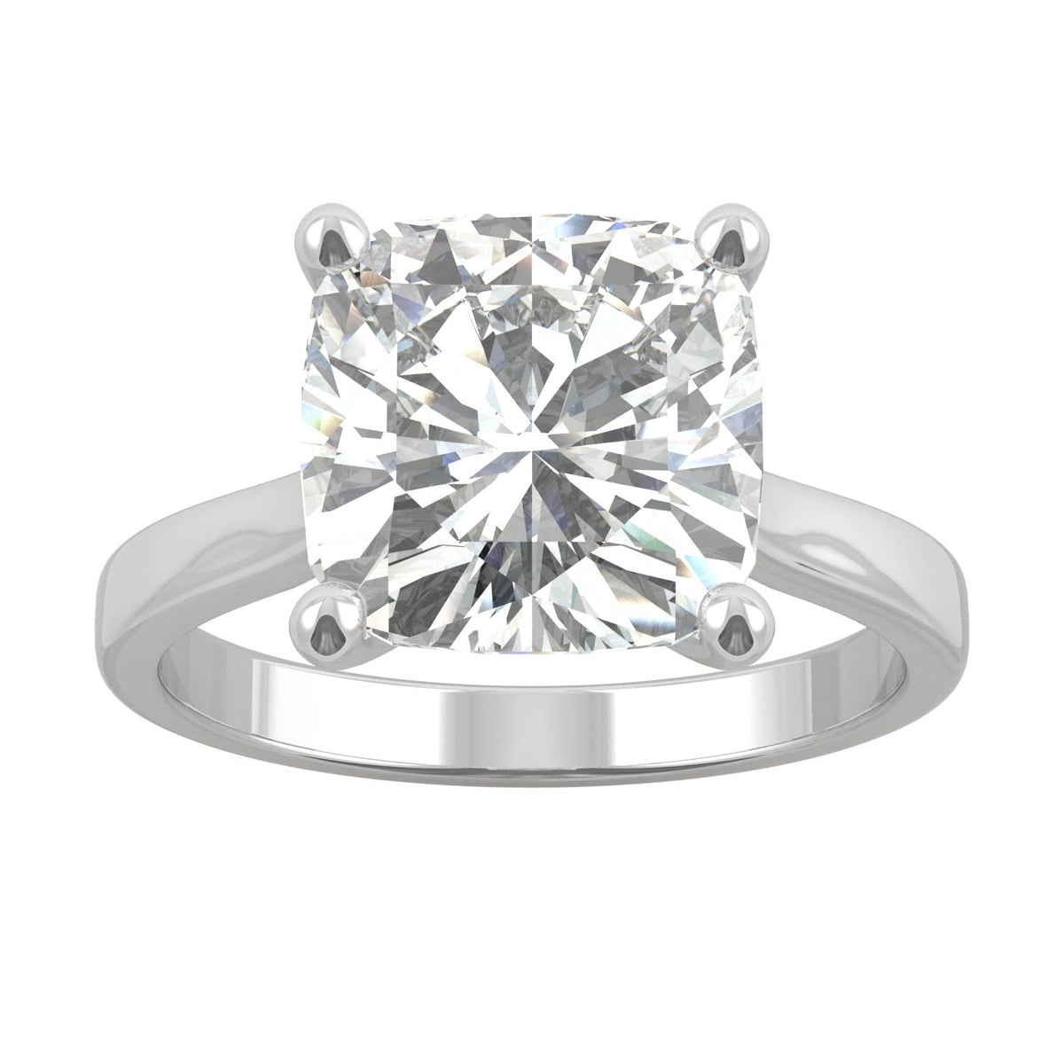 4.20 CTW DEW Cushion Moissanite Solitaire Engagement Ring in 14K White Gold