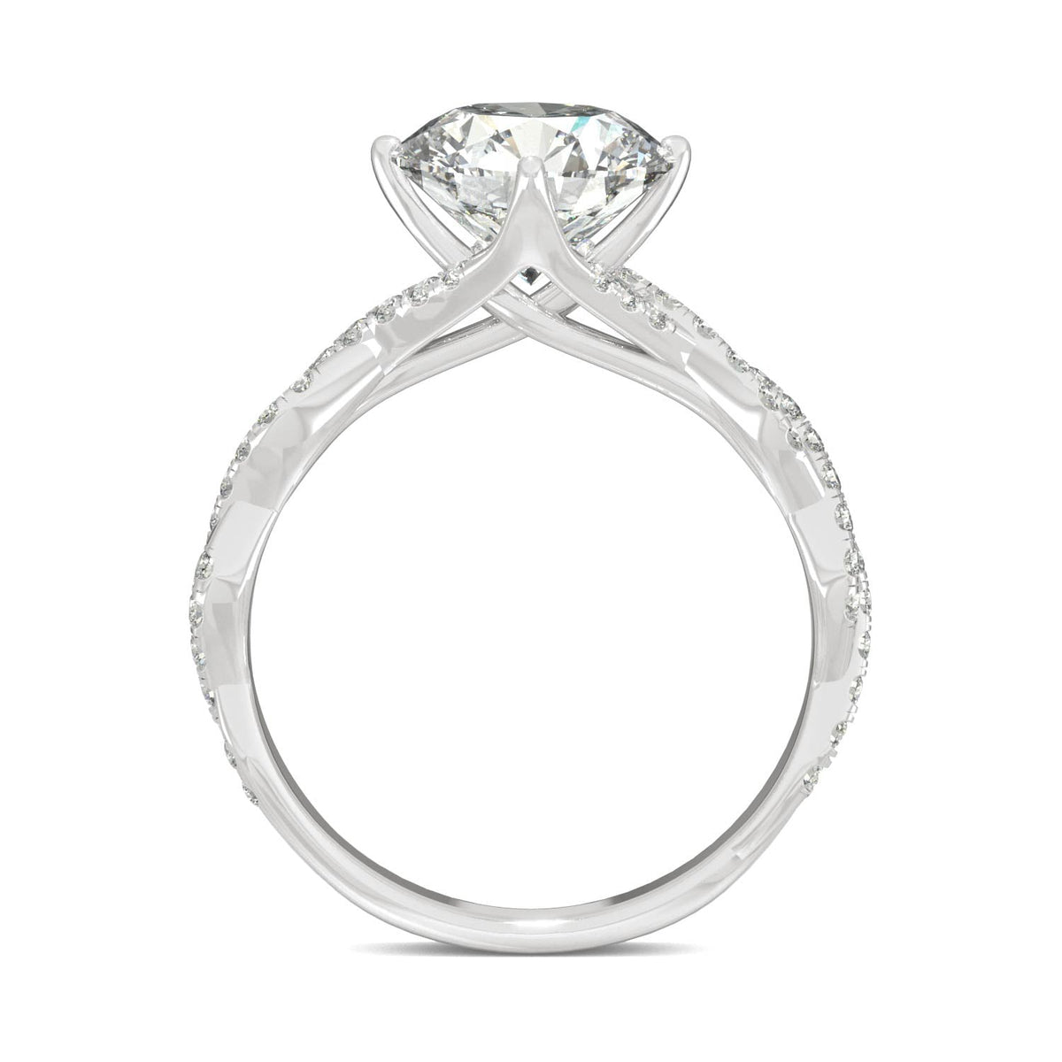 2.30 CTW DEW Round Moissanite Pave Ring in 14K White Gold