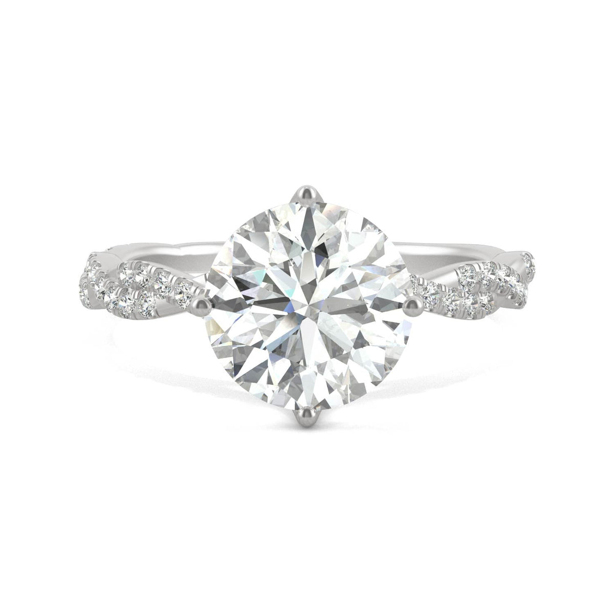 2.30 CTW DEW Round Moissanite Pave Ring in 14K White Gold