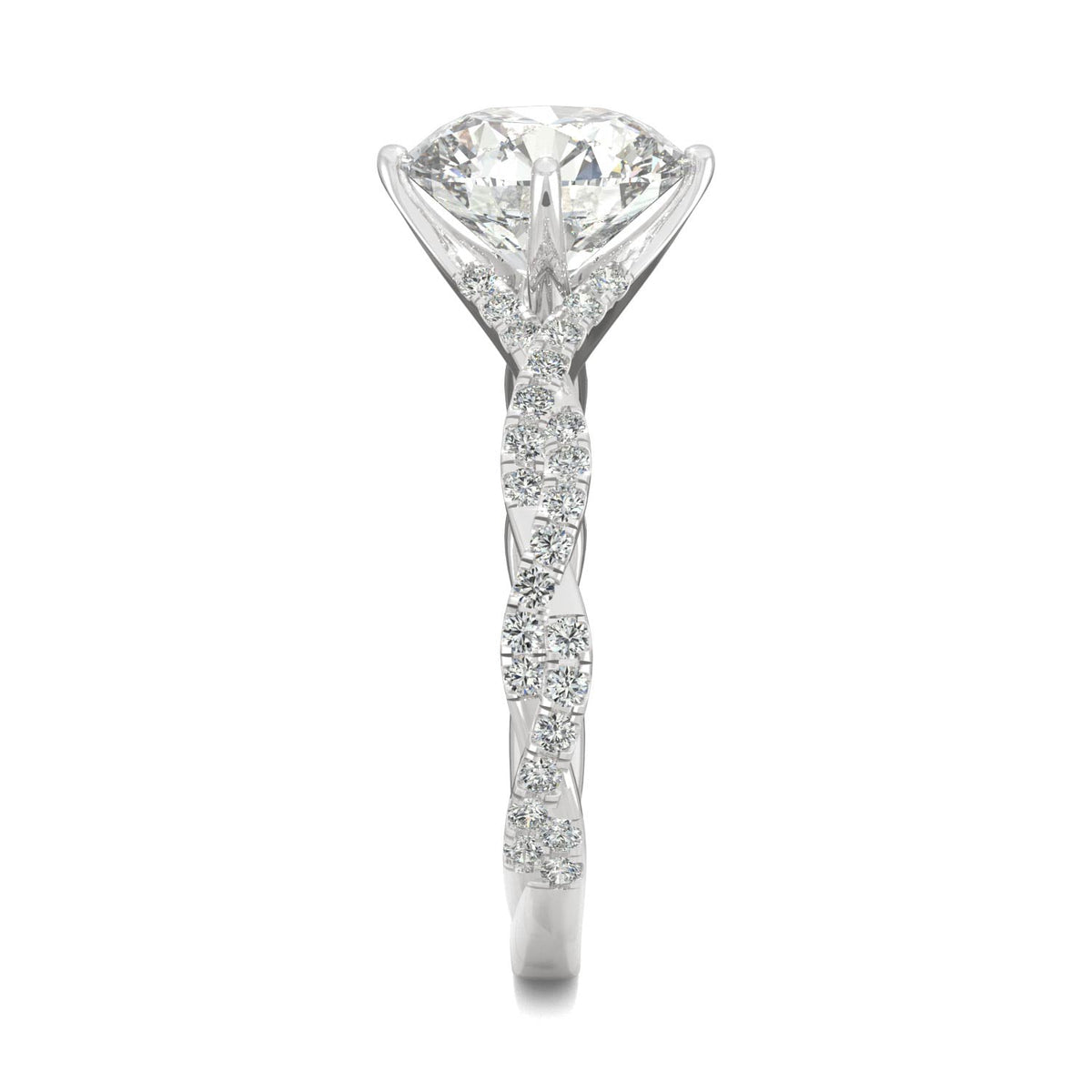 2.30 CTW DEW Round Moissanite Pave Ring in 14K White Gold