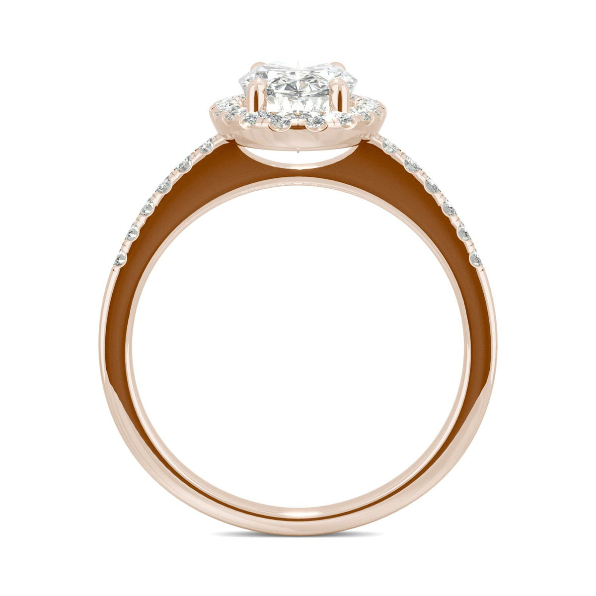 2.62 CTW DEW Elongated Oval Moissanite Halo Ring in 14K Rose Gold