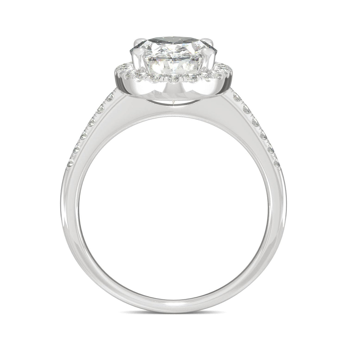 4.75 CTW DEW Elongated Oval Moissanite Halo Ring in 14K White Gold