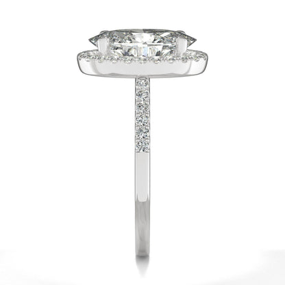 4.75 CTW DEW Elongated Oval Moissanite Halo Ring in 14K White Gold