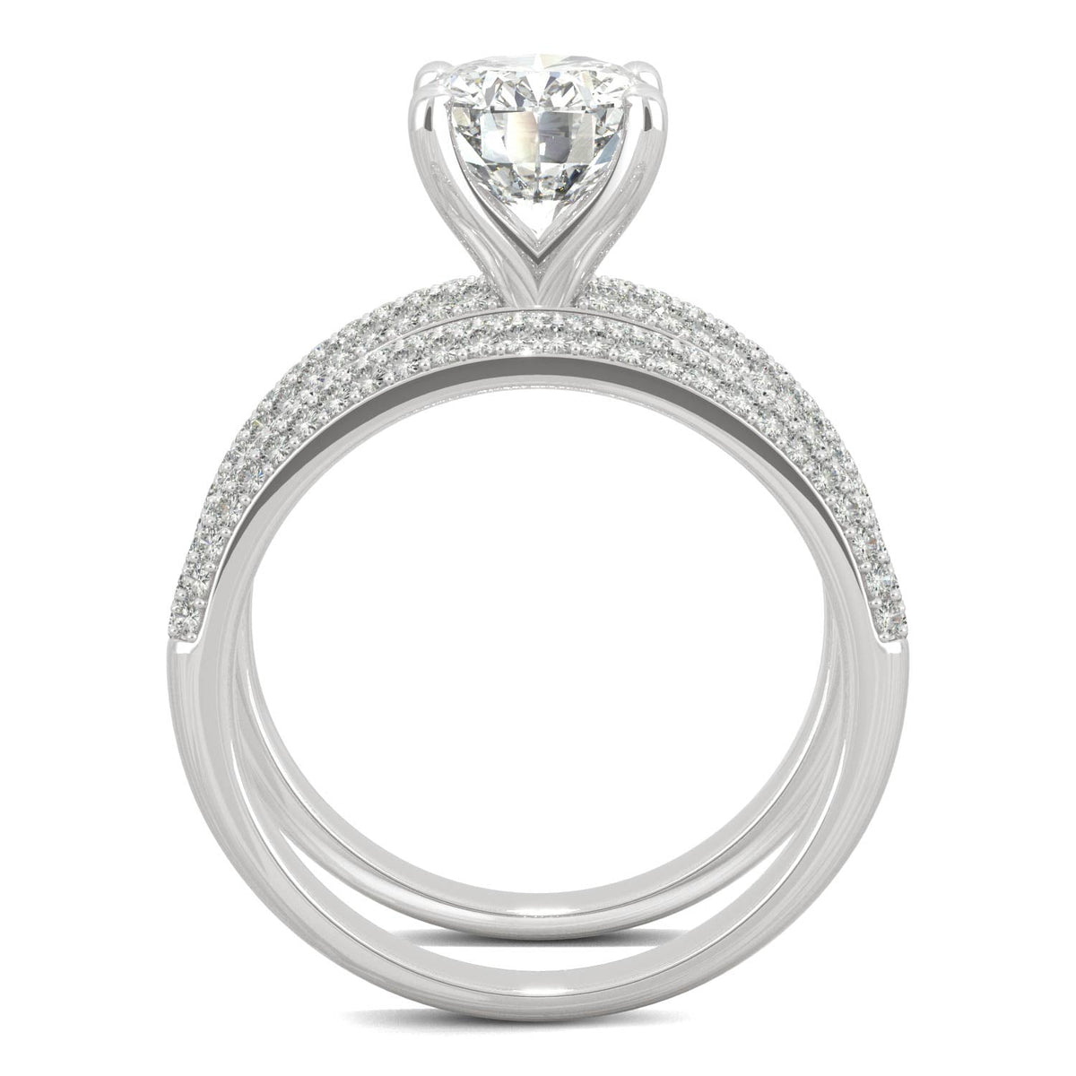 2.54 CTW DEW Oval Moissanite Side-Stone Bridal Set in 14K White Gold