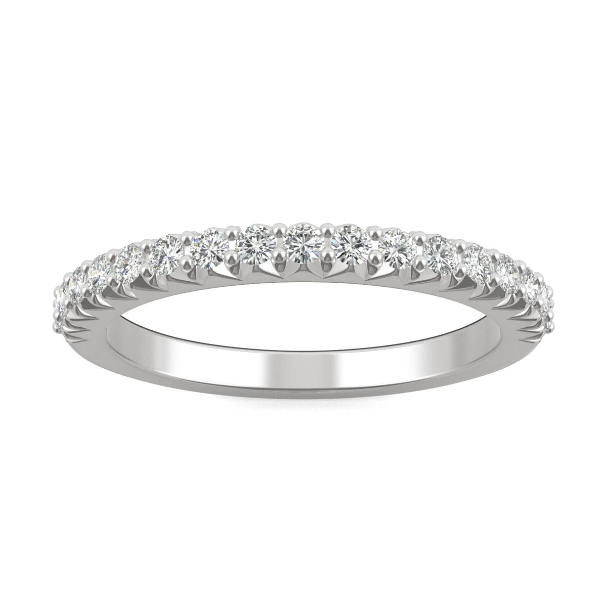 0.34 CTW DEW Round Moissanite Band in 14K White Gold