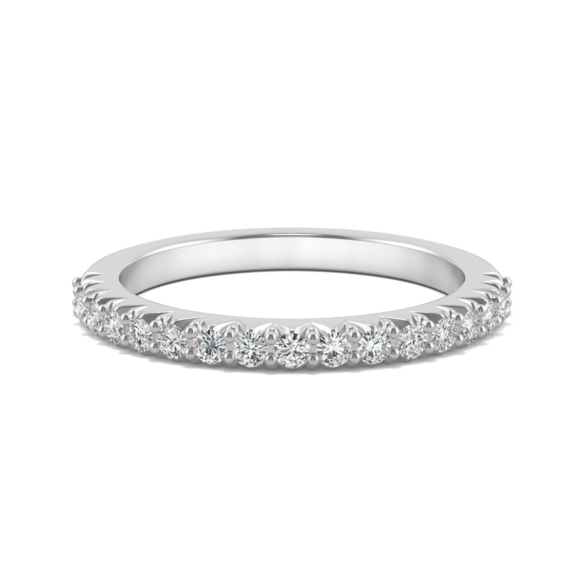 0.34 CTW DEW Round Moissanite Band in 14K White Gold