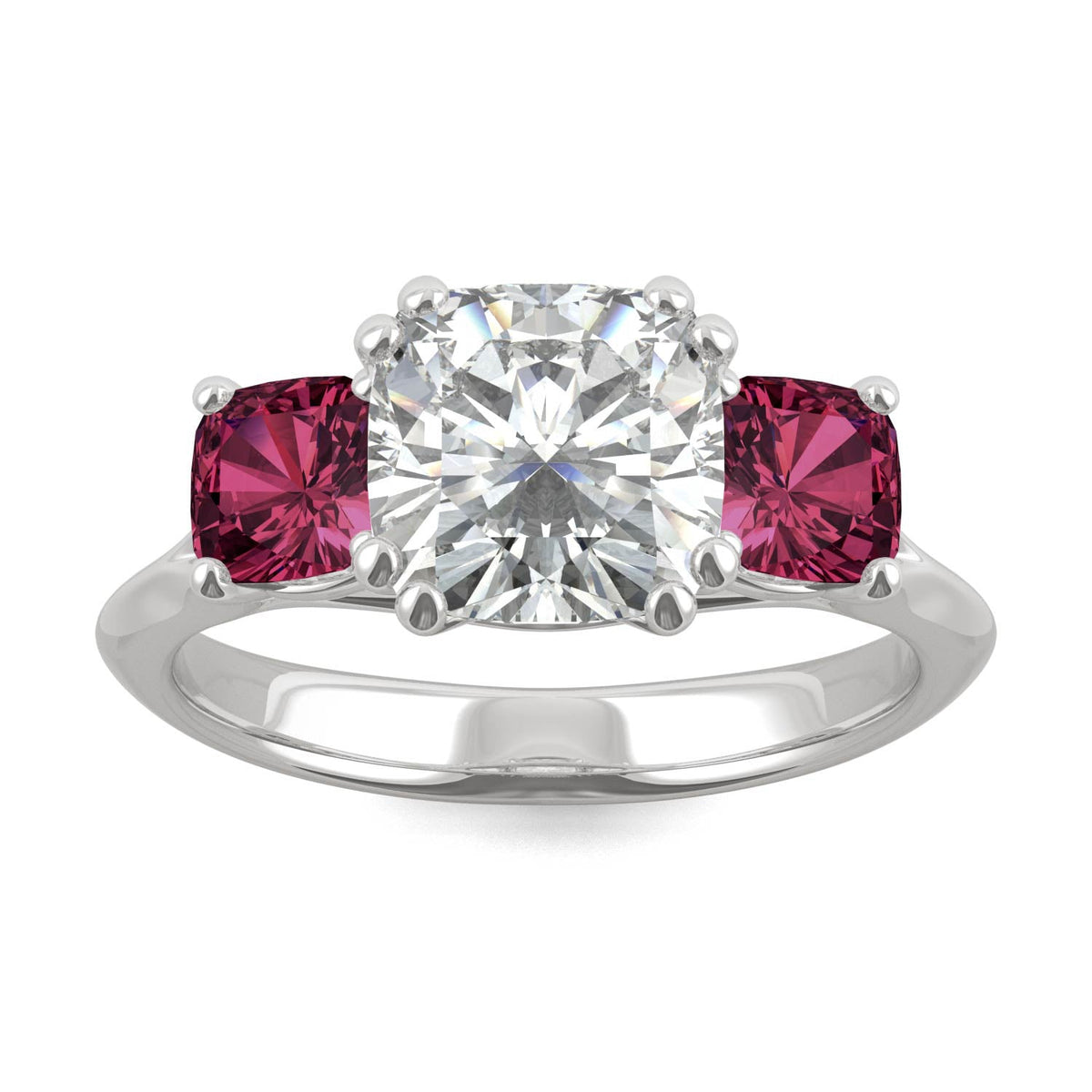 3.40 CTW DEW Cushion Moissanite Engagement Ring in 14K White Gold