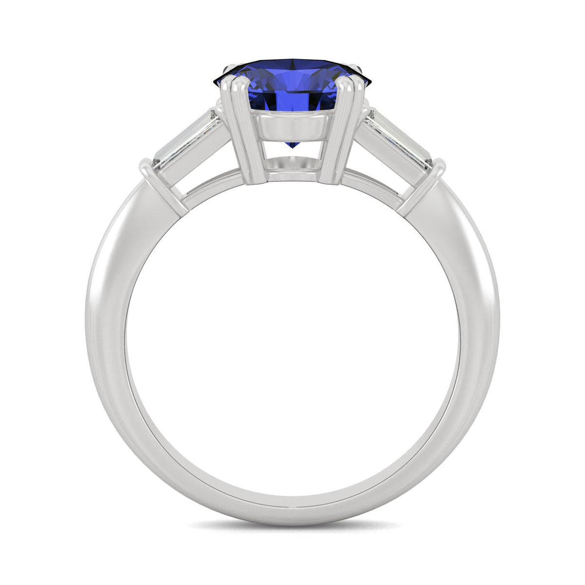 3.07 CTW DEW Round Created Sapphire Three-Stone Ring in 14K White Gold