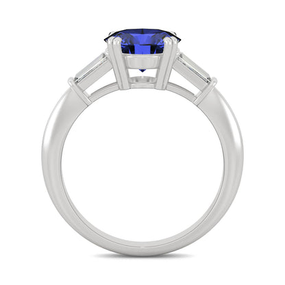 3.07 CTW DEW Round Created Sapphire Three-Stone Ring in 14K White Gold