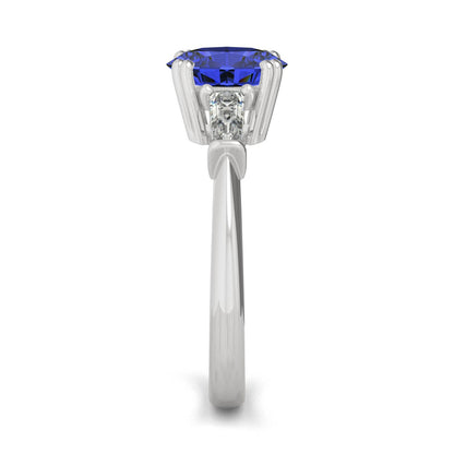 3.07 CTW DEW Round Created Sapphire Three-Stone Ring in 14K White Gold
