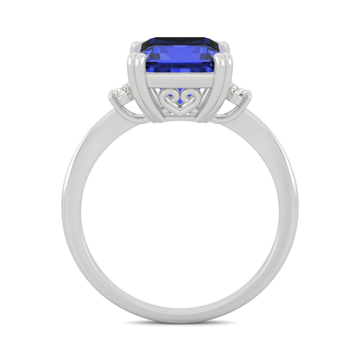 4.14 CTW DEW Created Emerald Sapphire Ring in 14K White Gold