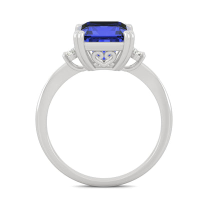 4.14 CTW DEW Created Emerald Sapphire Ring in 14K White Gold