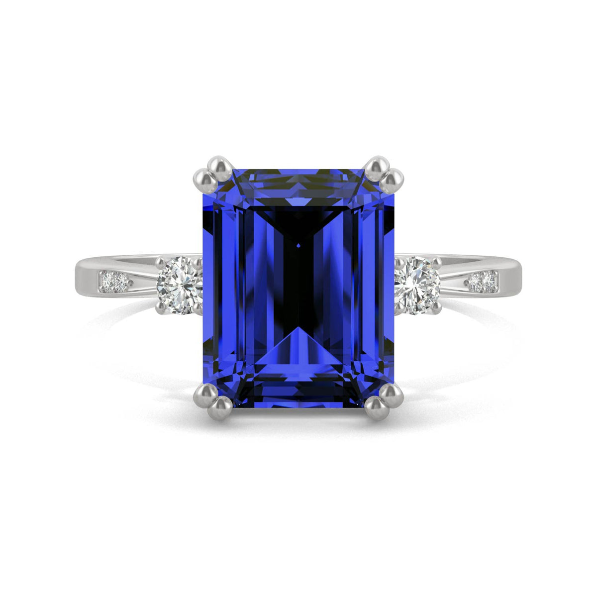 4.14 CTW DEW Created Emerald Sapphire Ring in 14K White Gold