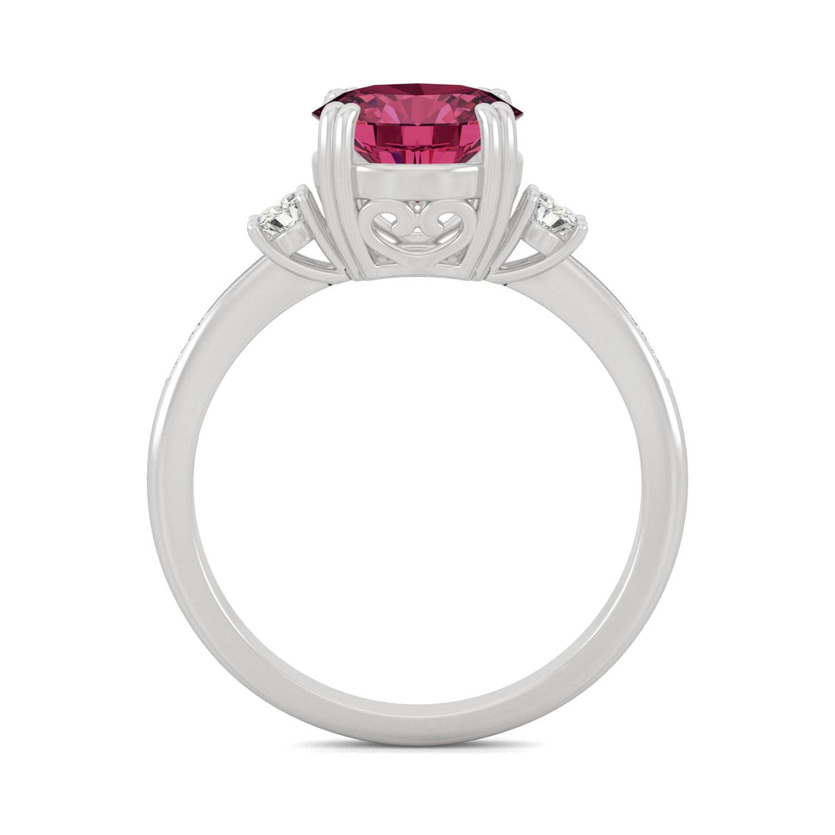 2.84 CTW DEW Round Created Ruby Ring in 14K White Gold
