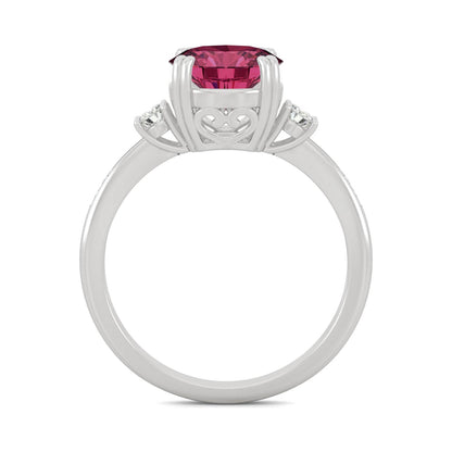 2.84 CTW DEW Round Created Ruby Ring in 14K White Gold