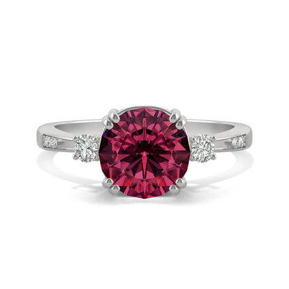 2.84 CTW DEW Round Created Ruby Ring in 14K White Gold