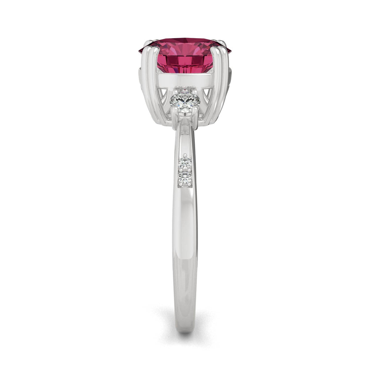 2.84 CTW DEW Round Created Ruby Ring in 14K White Gold