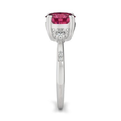 2.84 CTW DEW Round Created Ruby Ring in 14K White Gold