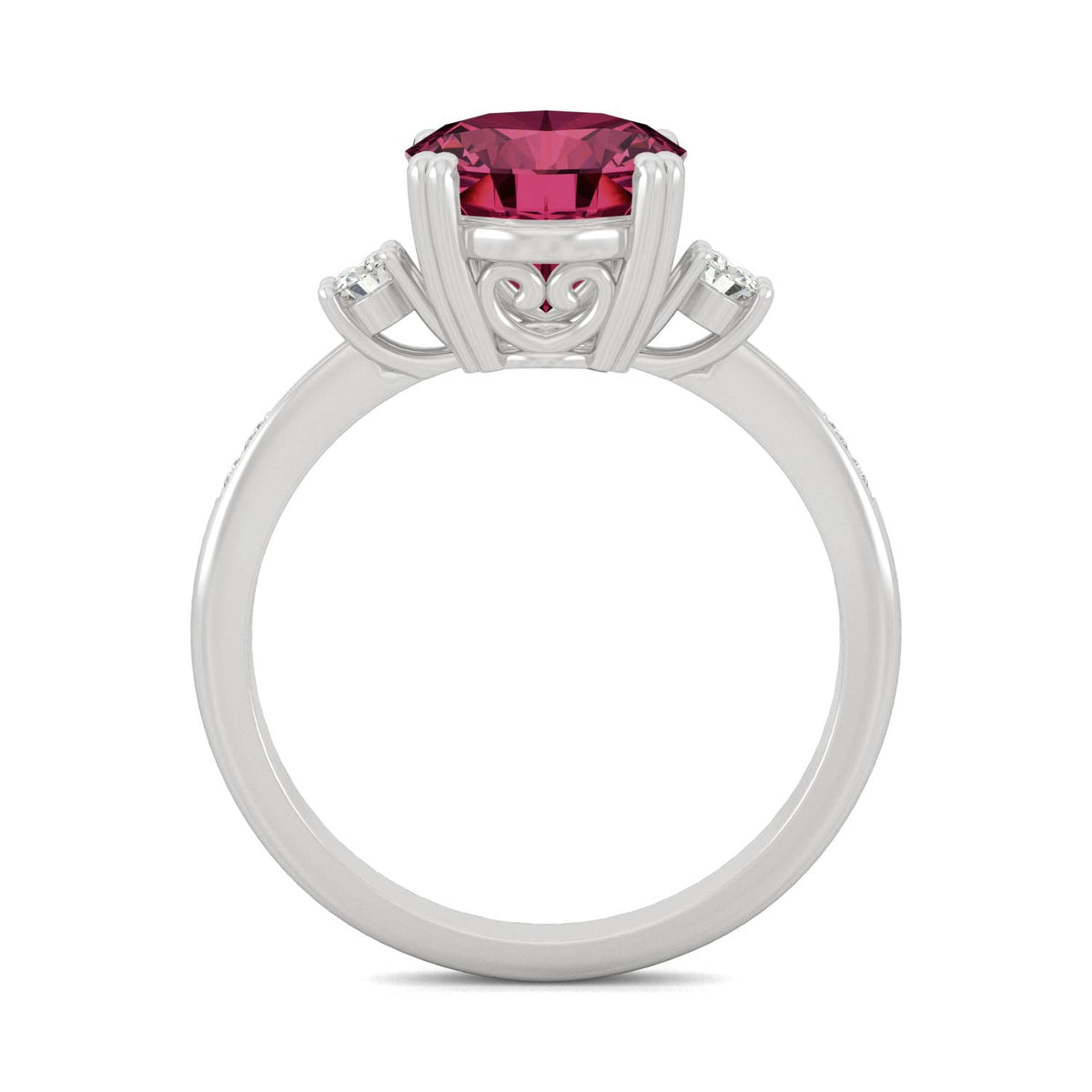 3.64 CTW DEW Oval Created Ruby Ring in 14K White Gold