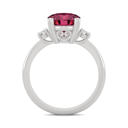 3.64 CTW DEW Oval Created Ruby Ring in 14K White Gold