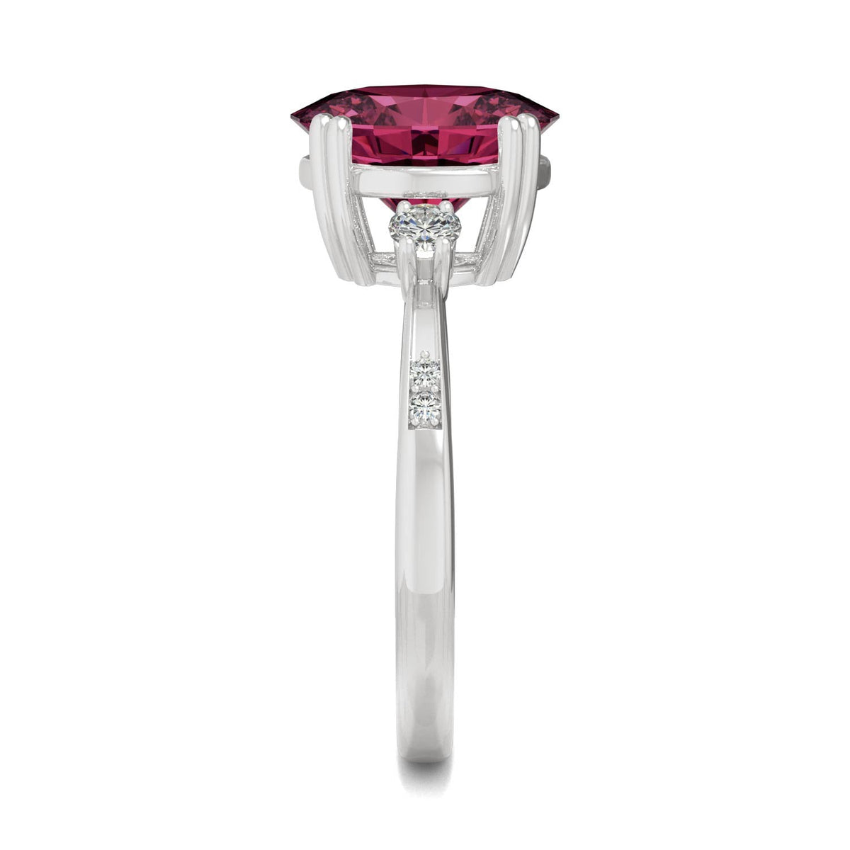 3.64 CTW DEW Oval Created Ruby Ring in 14K White Gold