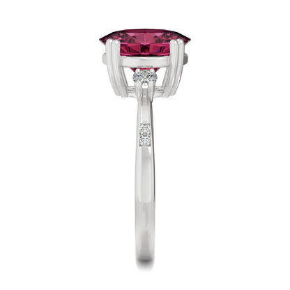 3.64 CTW DEW Oval Created Ruby Ring in 14K White Gold