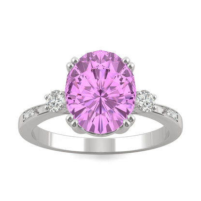 3.64 CTW DEW Oval Sapphire Basket Ring in 14K White Gold