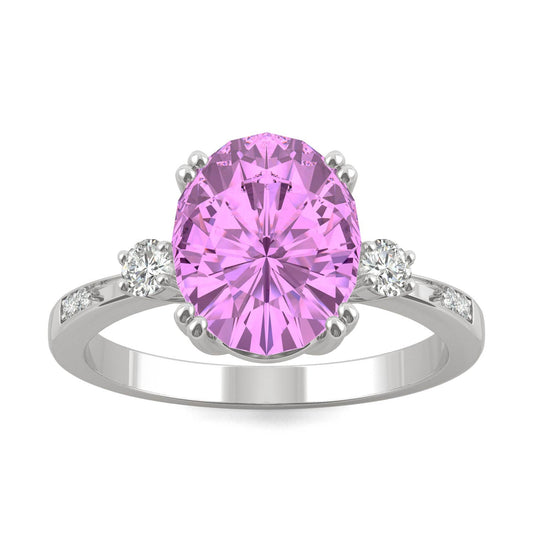 3.64 CTW DEW Oval Sapphire Basket Ring in 14K White Gold