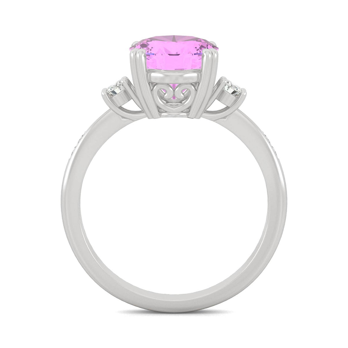 3.64 CTW DEW Oval Sapphire Basket Ring in 14K White Gold