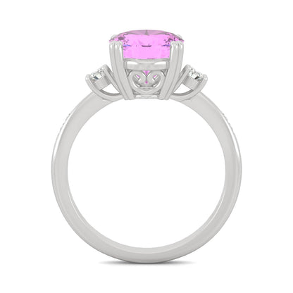 3.64 CTW DEW Oval Sapphire Basket Ring in 14K White Gold