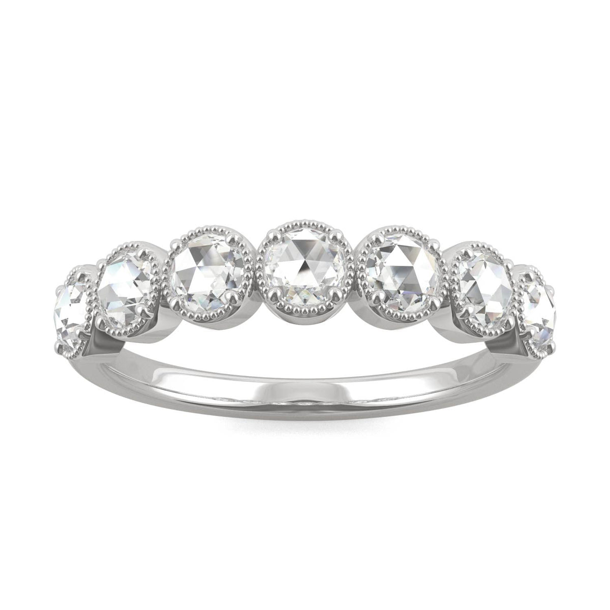 0.42 CTW DEW Rose-Cut Moissanite Seven-Stone Ring in 14K White Gold