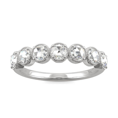 0.42 CTW DEW Rose-Cut Moissanite Seven-Stone Ring in 14K White Gold