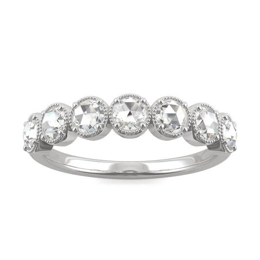 0.42 CTW DEW Rose-Cut Moissanite Seven-Stone Ring in 14K White Gold