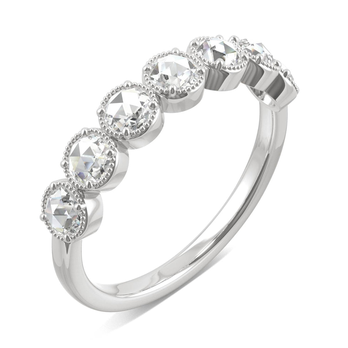 0.42 CTW DEW Rose-Cut Moissanite Seven-Stone Ring in 14K White Gold