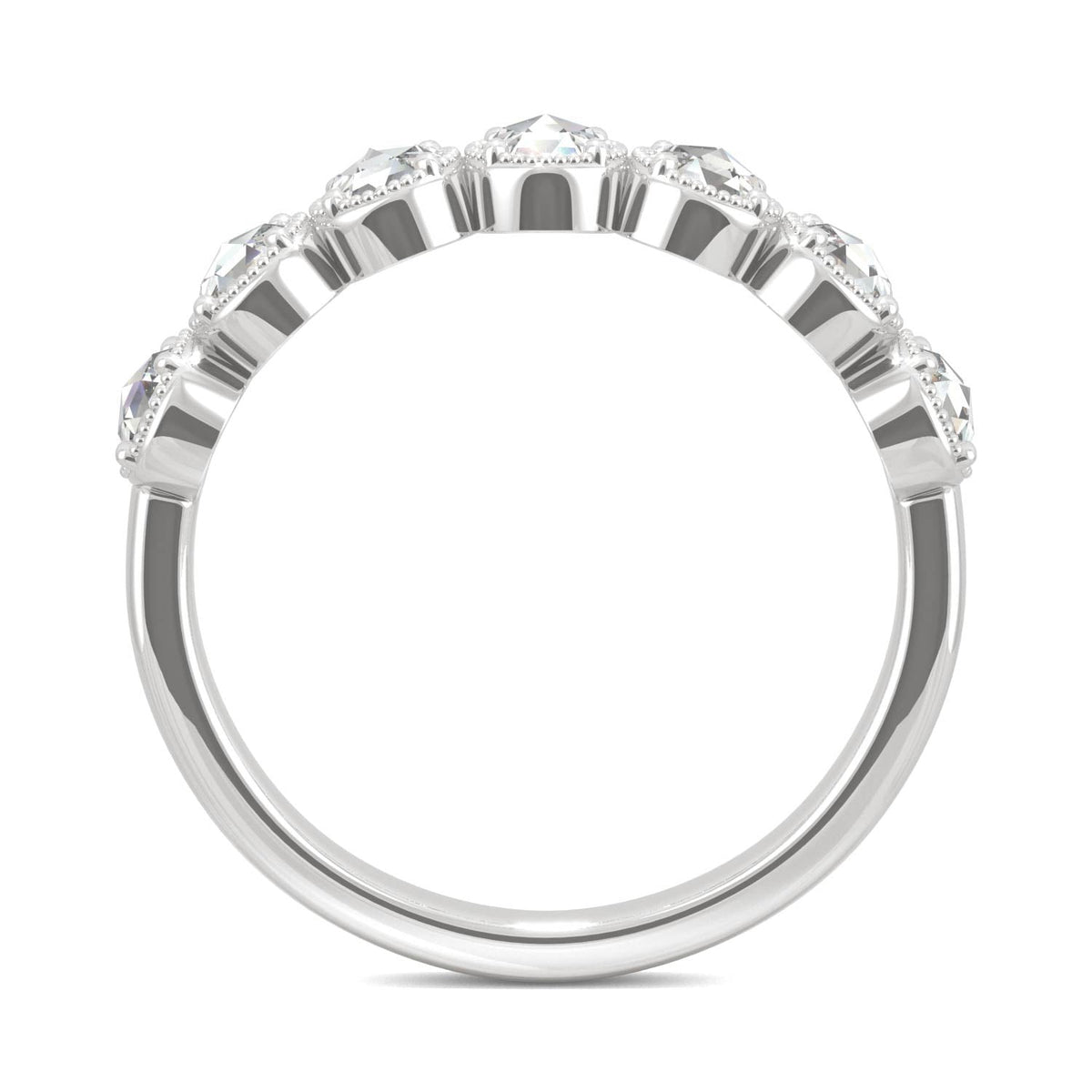 0.42 CTW DEW Rose-Cut Moissanite Seven-Stone Ring in 14K White Gold