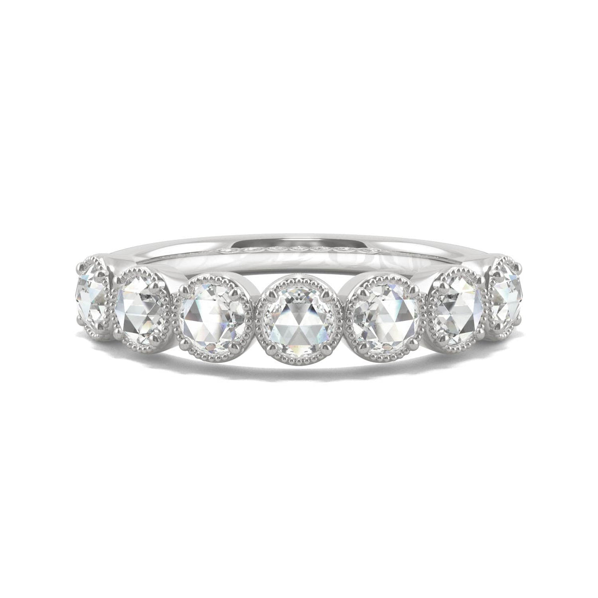 0.42 CTW DEW Rose-Cut Moissanite Seven-Stone Ring in 14K White Gold
