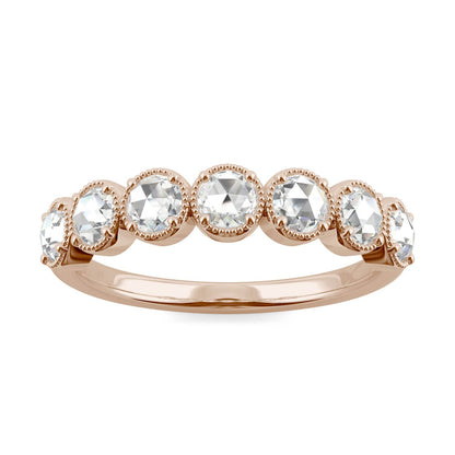 0.42 CTW DEW Rose-Cut Moissanite Seven-Stone Band in 14K Rose Gold
