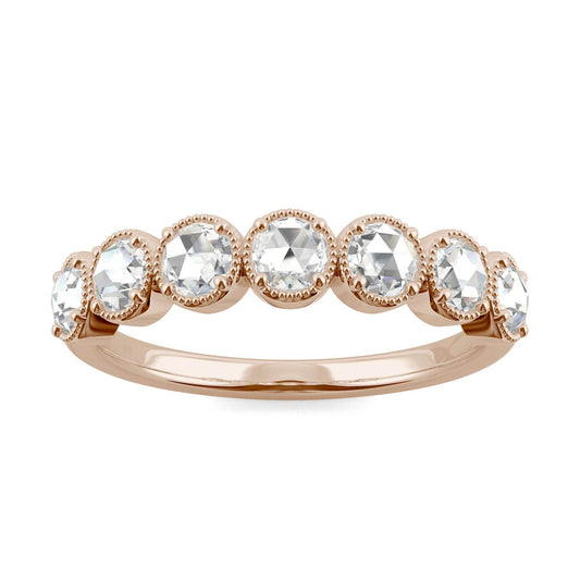 0.42 CTW DEW Rose-Cut Moissanite Seven-Stone Band in 14K Rose Gold