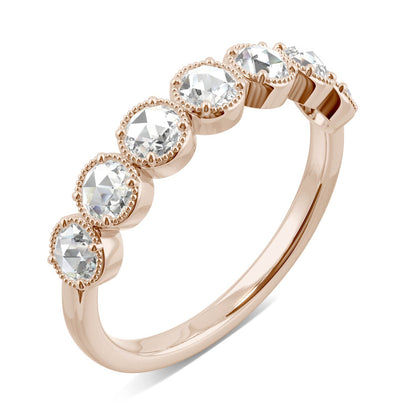 0.42 CTW DEW Rose-Cut Moissanite Seven-Stone Band in 14K Rose Gold