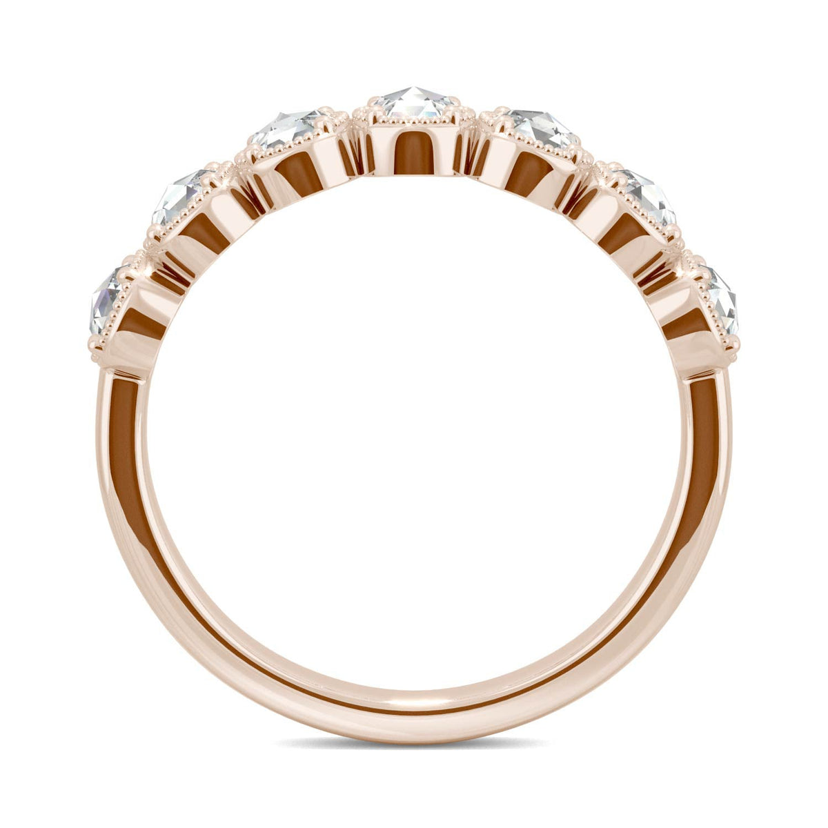 0.42 CTW DEW Rose-Cut Moissanite Seven-Stone Band in 14K Rose Gold