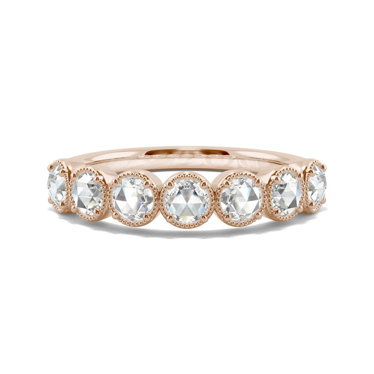 0.42 CTW DEW Rose-Cut Moissanite Seven-Stone Band in 14K Rose Gold