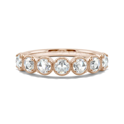 0.42 CTW DEW Rose-Cut Moissanite Seven-Stone Band in 14K Rose Gold