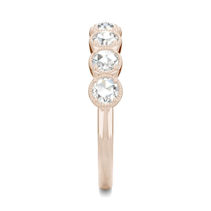 0.42 CTW DEW Rose-Cut Moissanite Seven-Stone Band in 14K Rose Gold
